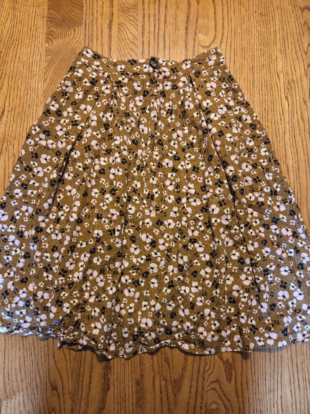 Who What Wear Mustard Floral Circle Skirt